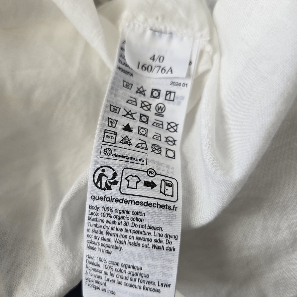 All Saints Elaia Bright White Eyelet Embroidered Semi Sheer Pleated Cotton Top 0 - Picture 9 of 9